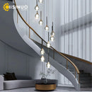 Axyaa Gold Crystal Raindrop Spiral Ceiling Chandelier for Staircase Foyer