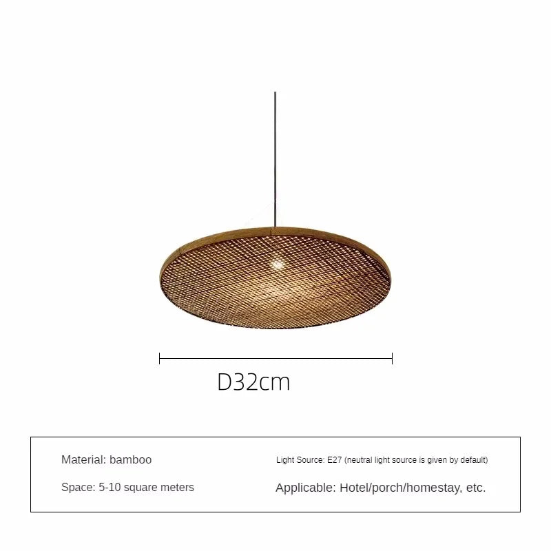 Axyaa Bamboo Pendant Light: Wabi Sabi Style Rattan Hanging Lamp for Home, Restaurant, Tea Room