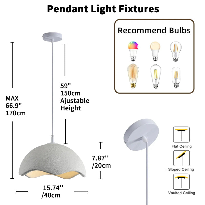 Axyaa Wabi Sabi LED Pendant Light - Modern Ceiling Chandelier for Dining Room, Bedroom