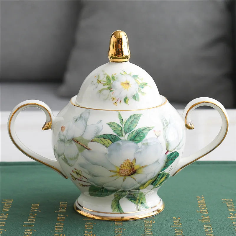 Axya Deluxe Bone Coffee Set: Pot, Teapot, Cup, Saucer, Milk Pot, Sugar Bowl