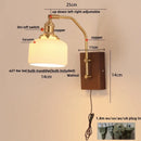 Axyaa Walnut Wood LED Wall Light Fixture Glass Pull Chain Switch