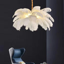 Axyaa Nordic Ostrich Feather LED Pendant Lamp for Living Room, Bedroom & Girl's Room