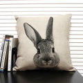 Axyaa African Animal Linen Pillow Cover 45x45cm - Lion, Elephant, Elk Portrait Decor