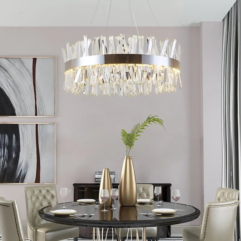 Axyaa Ring Crystal Chandeliers - Luxury LED Pendant Lights for Home and Restaurant