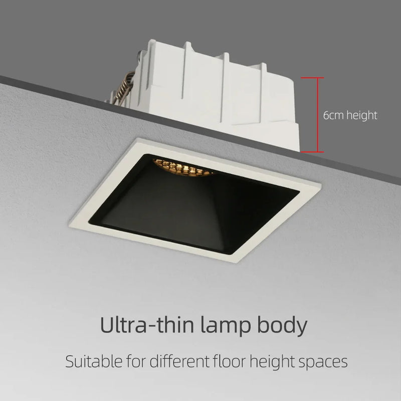 Axyaa 7W 14W CRI97 LED Square Ceiling Spotlight with Anti-glare Downlight for Living Room