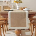 Axyaa Linen Lace Table Runner for Holiday Wedding Décor and Dining Table Enhancement