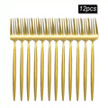 Axyaa 16pcs Stainless Steel Gold Tableware Dinner Fork Set