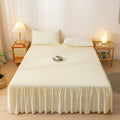 Axyaa Solid Color Bed Skirt with Elastic Band, Queen/King Size, Brushed Fabric
