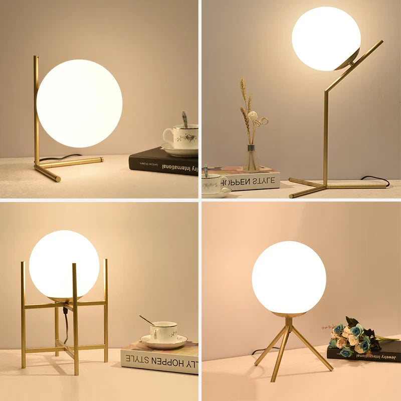 Axya Glass Ball Table Lamp - Modern Nordic LED Desk Light for Bedroom, Living Room