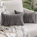 Axyaa Velvet Lumbar Throw Pillow Covers 12x20 Inch - Farmhouse Cushion Cover Cojines