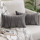 Axyaa Velvet Lumbar Throw Pillow Covers 12x20 Inch - Farmhouse Cushion Cover Cojines