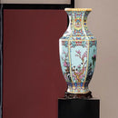 Axyaa Hexagonal Ceramic Flower Bird Vase Colorful Enamel Antique Home Decor