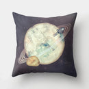 Axyaa Spaceship Astronaut Polyester Throw Pillow Case for Home Decor