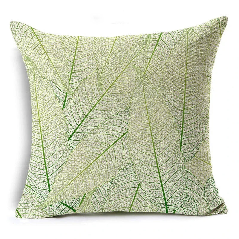 Axyaa Tropical Plants Linen Cushion Cover 45x45cm - Decorative Sofa Bed Pillow Case