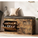 Axyaa Shoe Storage Bench with Cushioned Seat & Flip Drawers