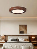 Axyaa Walnut Ceiling Lamp: Modern LED Round Light for Nordic Master Bedroom