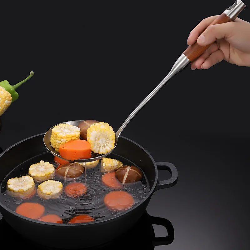 Axyaa Stainless Steel Wooden Handle Kitchen Utensils Set