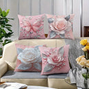 Pink Roses Butterflies Pillow Covers - Axyaa Home Decor