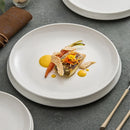 Axyaa Bevel Volcano Steak Plate: Large White Ceramic Dish for Western Cuisine