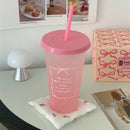 Axyaa Bowknot Tumbler: Cute Straw Cup for Ice Coffee, Tea, Juice - Portable & Kawaii