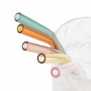 Axyaa Glass Straw Set with Brush, 10pcs Reusable Bent Milkshake Drinking Straws