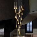 Axyaa Crystal Chandelier Stair Pendant Lamp Living Room Pendant Lights
