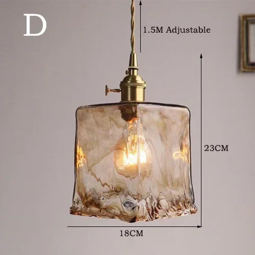 Amber Glass Pendant Lamp LED E27 Hanging Light by Axyaa