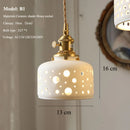 Axyaa Nordic Ceramic Pendant Ceiling Light, Modern Brass Socket Hanging Lamp