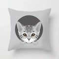 Axyaa Cute Cat Round Head Cushion Cover 45x45cm Polyester Pillowcase Square