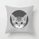 Axyaa Cute Cat Round Head Cushion Cover 45x45cm Polyester Pillowcase Square