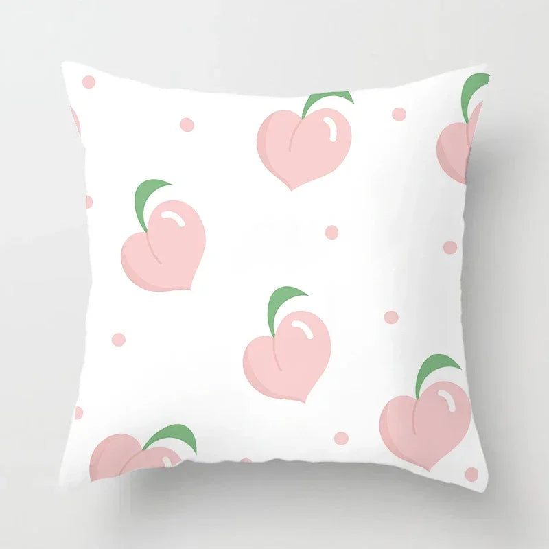 Peachy Pink Pattern Cushion Cover 45X45CM for Sofa Decor by Axyaa