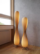Axya Silent Wind Floor Lamp with Pleated Wooden Shade for Home Decor