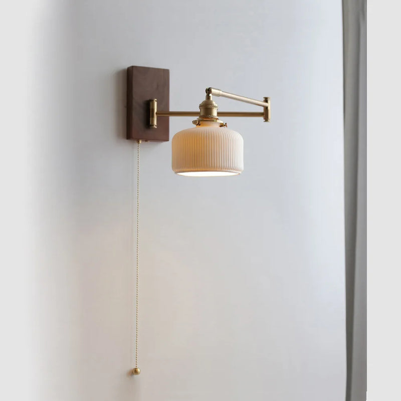 Axyaa Rotating Japanese Wall Lamp - Left Right Rotatable Long Arm Bedside Light