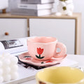 Ceramic Coffee Mug Set Creative Hand-painted Tea Cup with Saucer by Axyaa