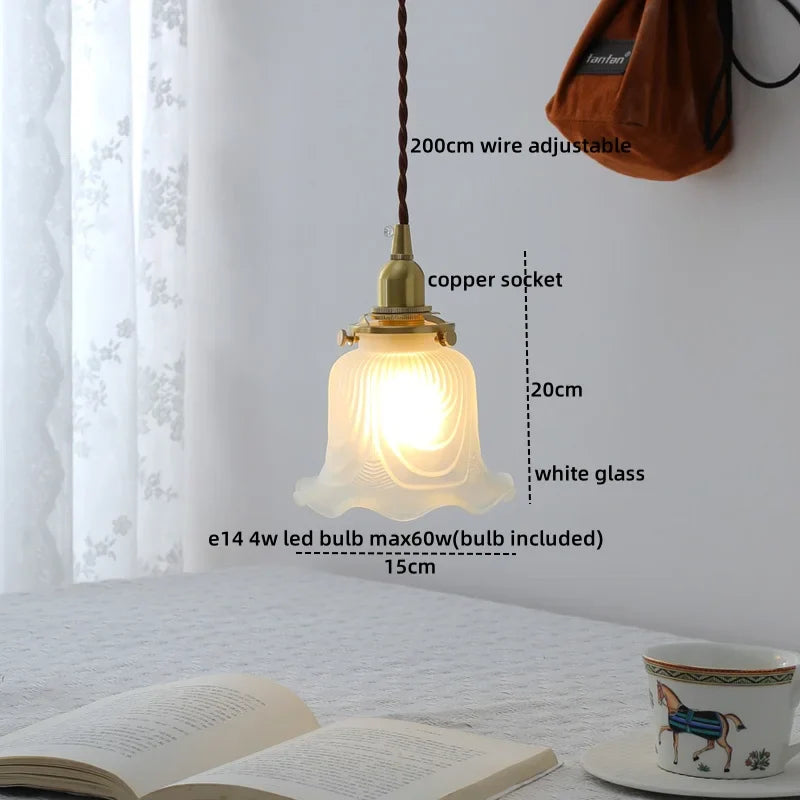 Axyaa Clear Glass LED Pendant Chandelier - Modern Copper Hanging Lamp for Home Decor
