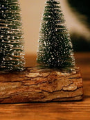 Axyaa Mini Christmas Tree Ornaments: Wooden Festive Holiday Decor Table Centerpiece