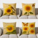 Sunflower & Bird Decorative Pillow Cover by Axyaa - Sofa, Bedroom, Car - Pattern Cushion Cover