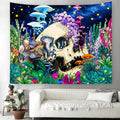 Axyaa Psychedelic Mushroom Jellyfish Skull Tapestry for Home Decor