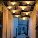 Axyaa Rattan Pendant Lamp Chandelier Bamboo Kitchen Light Island Vintage Design