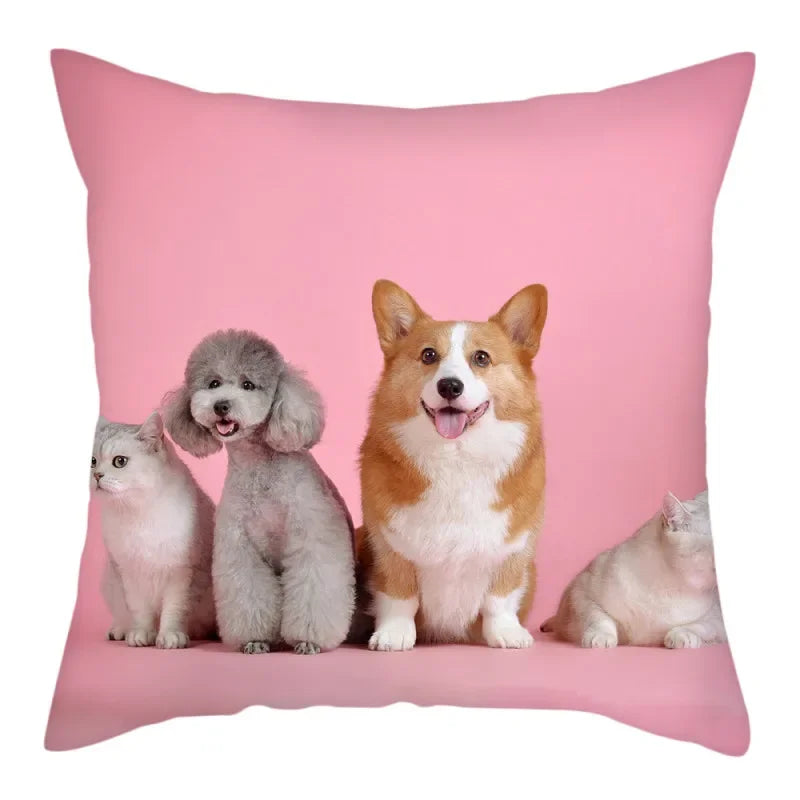 Axyaa Cat Dog Pet Polyester Pillow Cover Cushion Cover Home Sofa Decor 45x45cm
