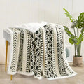 Axyaa Geometric Jacquard Throw Blanket: Double-Sided Soft Coral Fleece Bed Cover