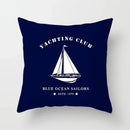 Axyaa Blue Mediterranean Compass Anchor Pillow Cover 45x45cm