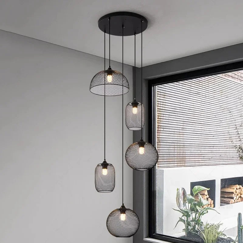 Axyaa Staircase Chandeliers: Modern LED Pendant Light Lamps for Living Room