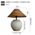 Axyaa Wabi-sabi Ceramic LED Table Lamp with Rattan Weaving Design