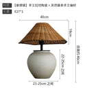 Axyaa Wabi-sabi Ceramic LED Table Lamp with Rattan Weaving Design