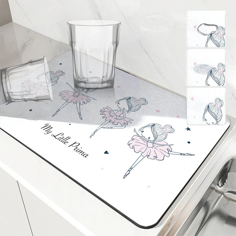 Axyaa Diatom Ballet Kitchen Drain Mats for Tableware and Coffee Machine