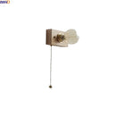 Axyaa Vintage LED Wall Sconce Lamp with Wood Base for Bedside Interior Lighting