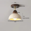 Axyaa Yellow Travertine Stone LED Ceiling Light - Modern Wabi-sabi Decor