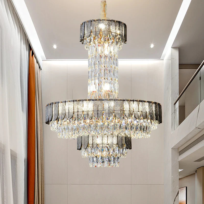 Axyaa Crystal Chandelier: Postmodern Light Luxury for Living Room, Hotel Lobby & Villa.