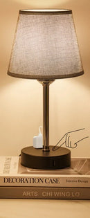 Axyaa 3 Way Dimmable Touch Control Bedside Lamp with USB and Type-C Ports